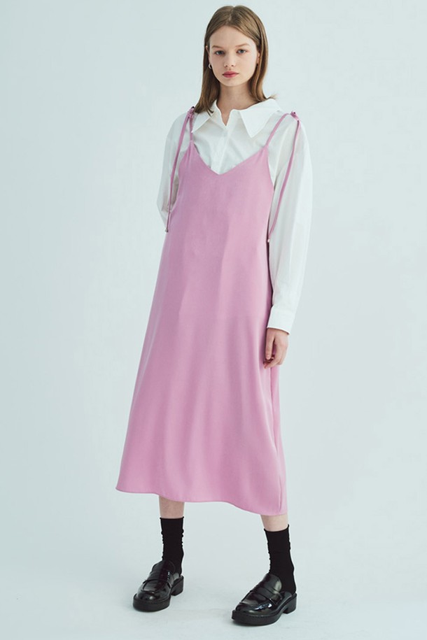 OPENING SUNSHINE - 민소매 원피스 - SATIN LAYERED SLIP DRESS_PINK