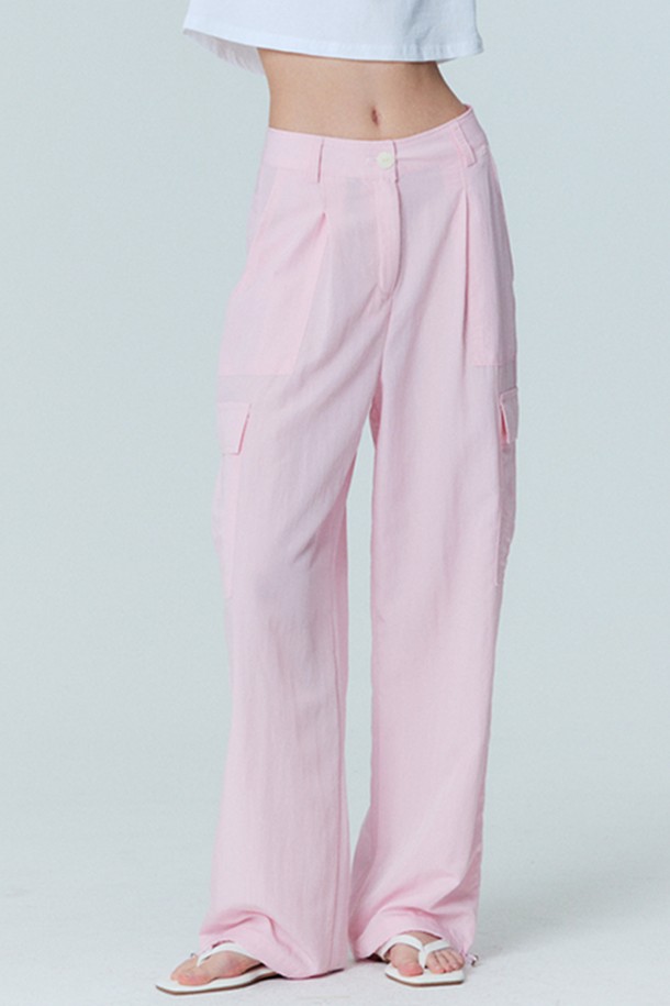 OPENING SUNSHINE - 롱/미디팬츠 - Wide Leg Stitch Cargo Pants_Pink