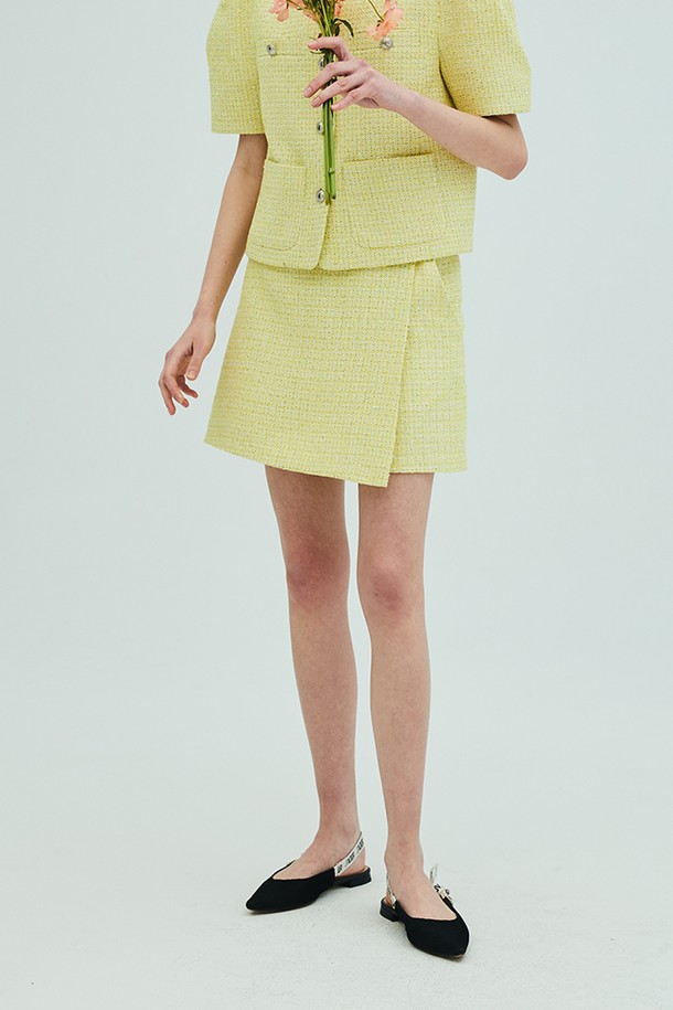 OPENING SUNSHINE - 쇼트팬츠 - Tweed Wrap Short Pants_Yellow