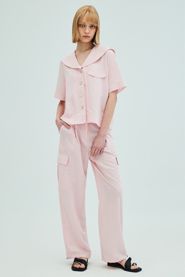 OPENING SUNSHINE - 점프수트 - Sailor Collar Stitch Blouse Stitch_Cargo Pants set_Pink