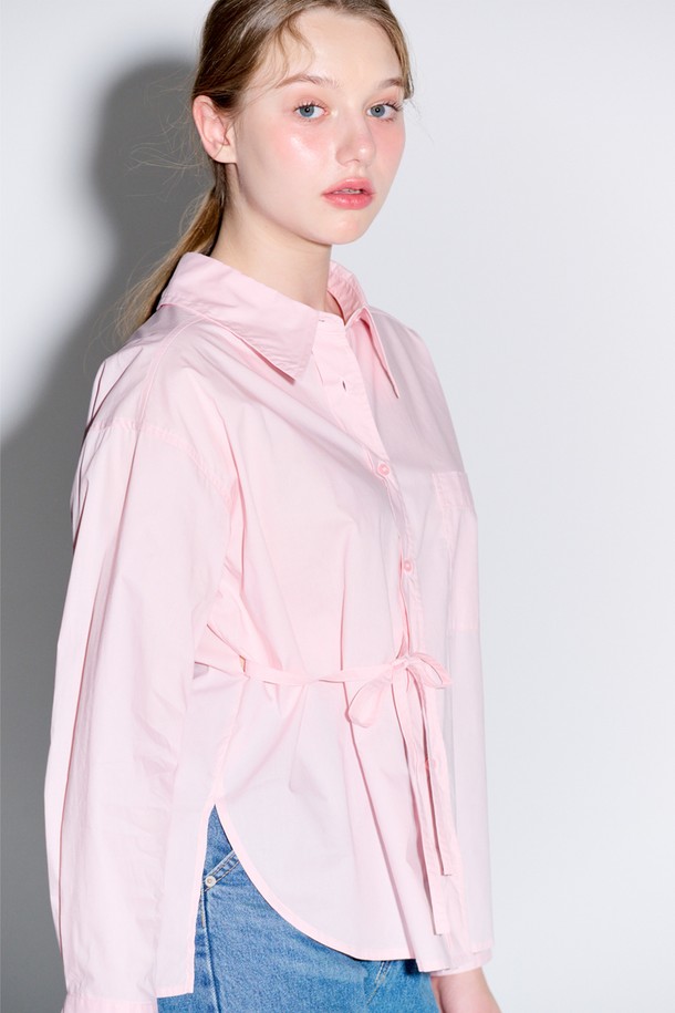 OPENING SUNSHINE - 셔츠 - Loose fit strap detail shirt_Pink