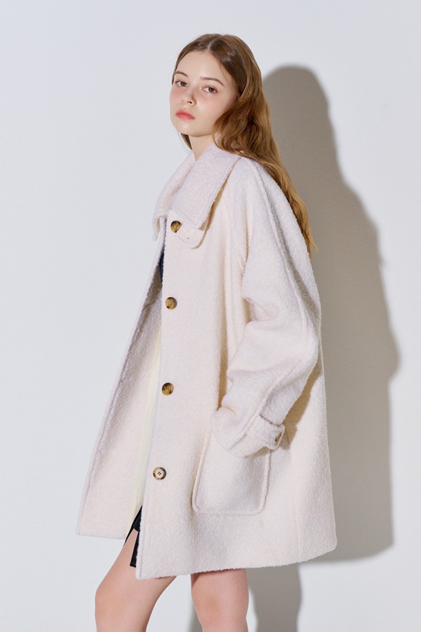 OPENING SUNSHINE - 코트 - Boucle Half Wool Coat Ivory