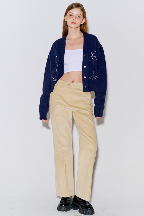 OPENING SUNSHINE - 롱/미디팬츠 - Coturoy Long Bootcut Pants Beige