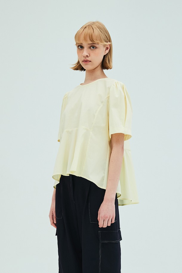 OPENING SUNSHINE - 블라우스 - Back Ribbon Detail Peplum Blouse_Yellow