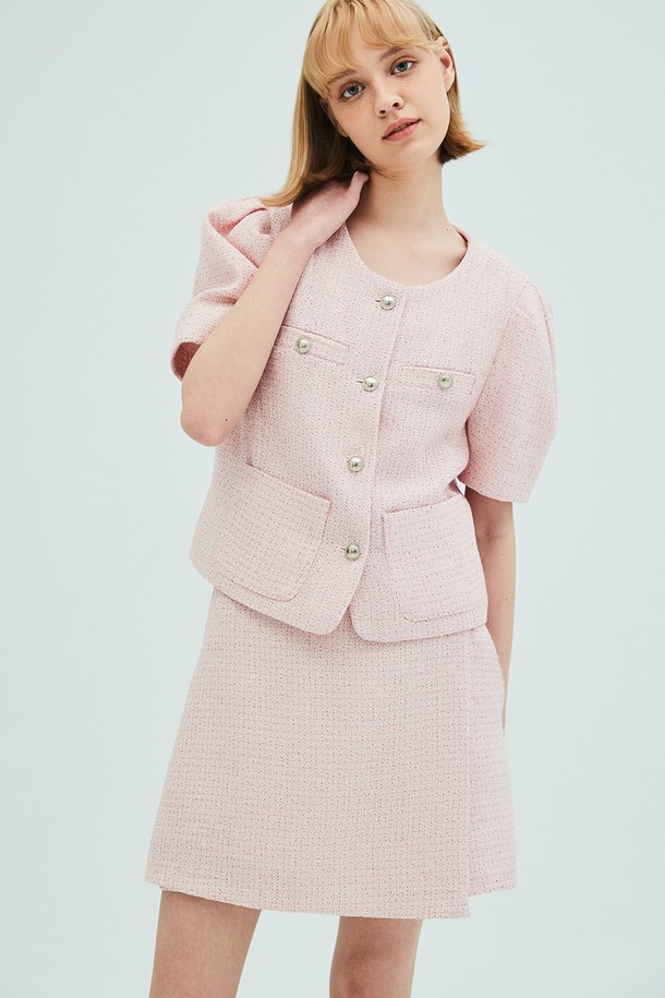 OPENING SUNSHINE - 쇼트팬츠 - Tweed Wrap Short Pants_Pink