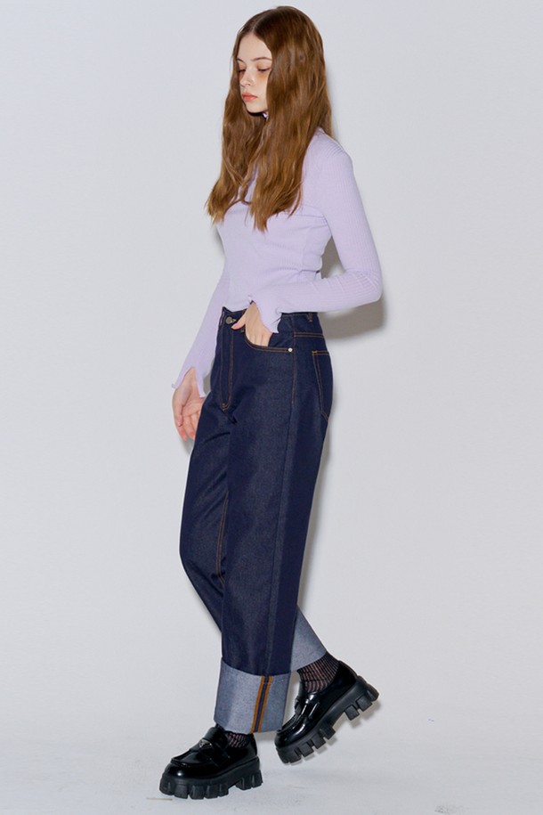 OPENING SUNSHINE - 데님 - Roll-up raw denim pants_Dark Indigo