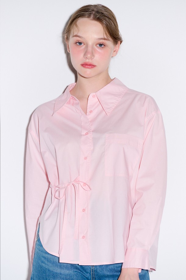 OPENING SUNSHINE - 셔츠 - Loose fit strap detail shirt_Pink