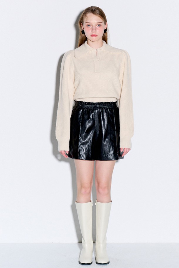 OPENING SUNSHINE - 스웨터 - Collar neck puff knit_Ivory