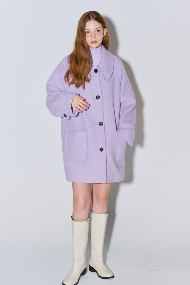 OPENING SUNSHINE - 코트 - Boucle Herringbone Half Wool Coat Lavender