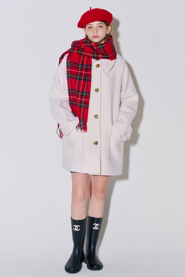 OPENING SUNSHINE - 코트 - Boucle Half Wool Coat Ivory