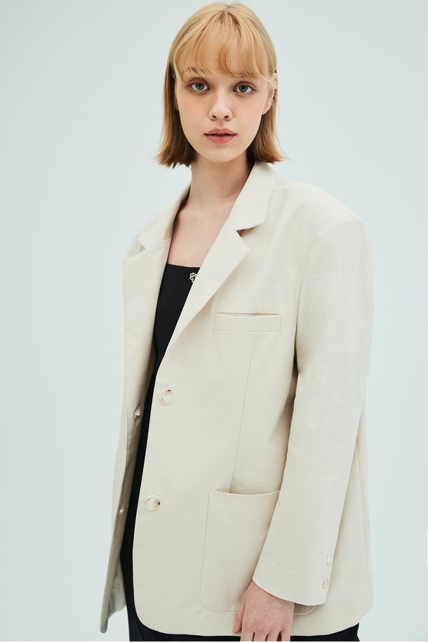 OPENING SUNSHINE - 자켓 - Oversized Cotton Blazer_Cream