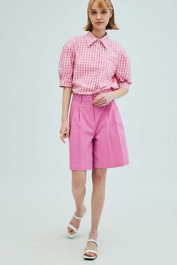 OPENING SUNSHINE - 쇼트팬츠 - Pintuck Bermuda Cotton Pants_ Pink