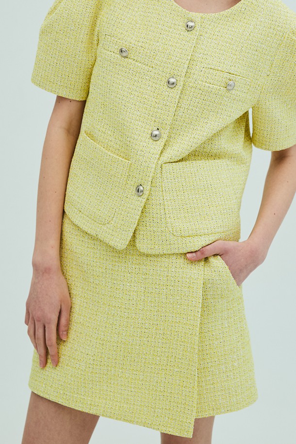 OPENING SUNSHINE - 쇼트팬츠 - Tweed Wrap Short Pants_Yellow