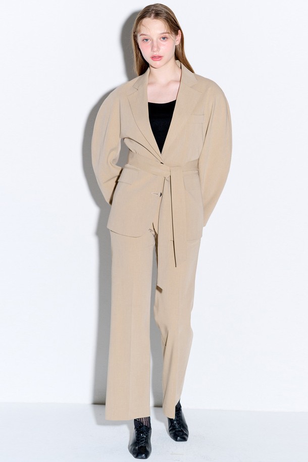 OPENING SUNSHINE - 롱/미디팬츠 - Classic bootcut long slacks_Beige