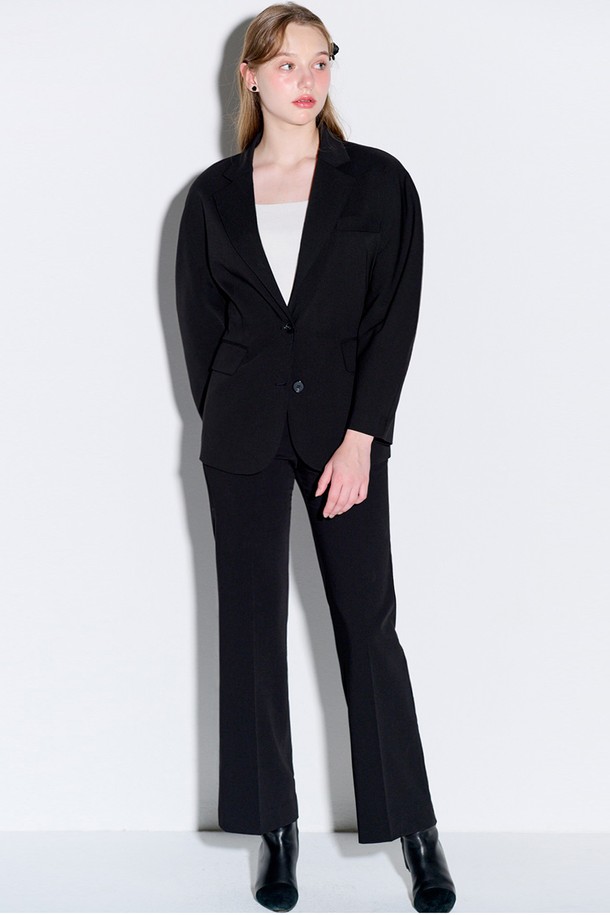 OPENING SUNSHINE - 롱/미디팬츠 - Classic bootcut long slacks_Black