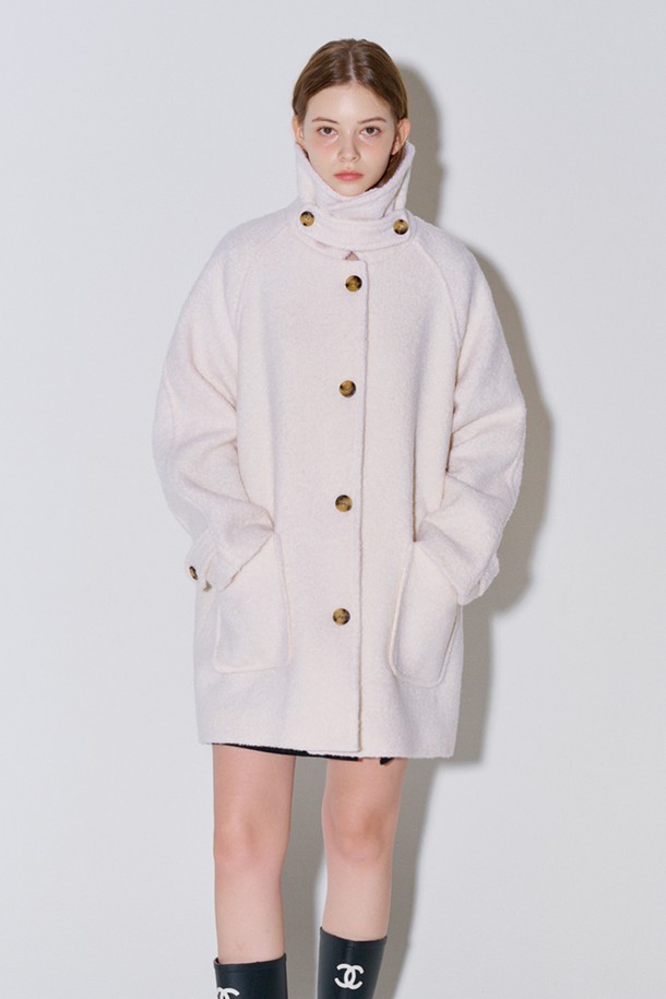 OPENING SUNSHINE - 코트 - Boucle Half Wool Coat Ivory