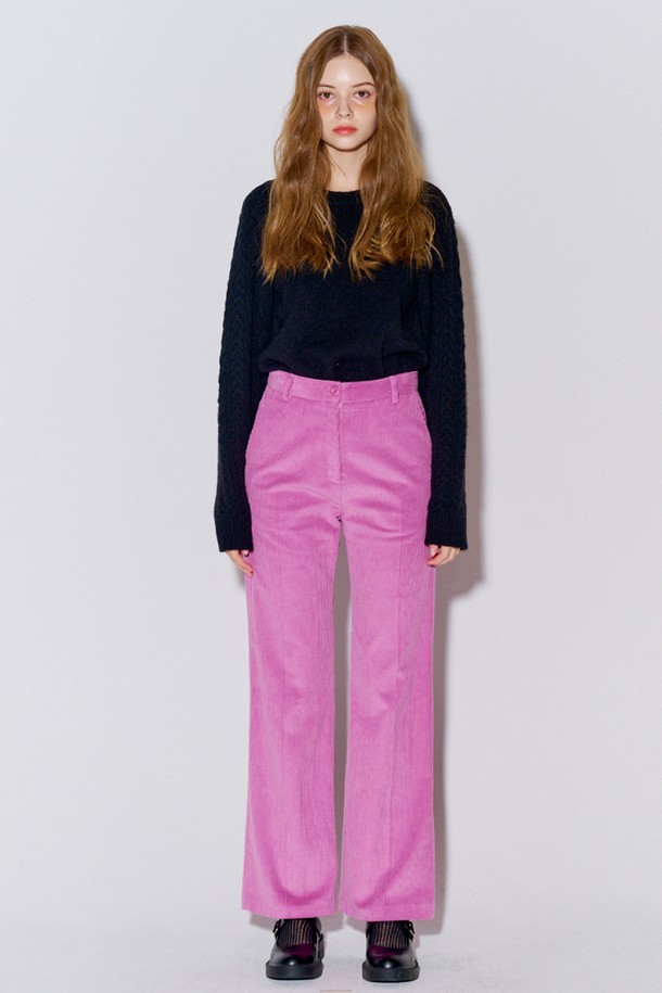 OPENING SUNSHINE - 롱/미디팬츠 - Coturoy Long Bootcut Pants Pink