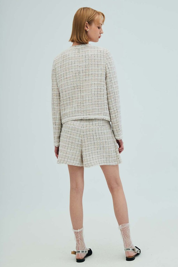 OPENING SUNSHINE - 쇼트팬츠 - Check Tweed Wrap Shorts_Ivory