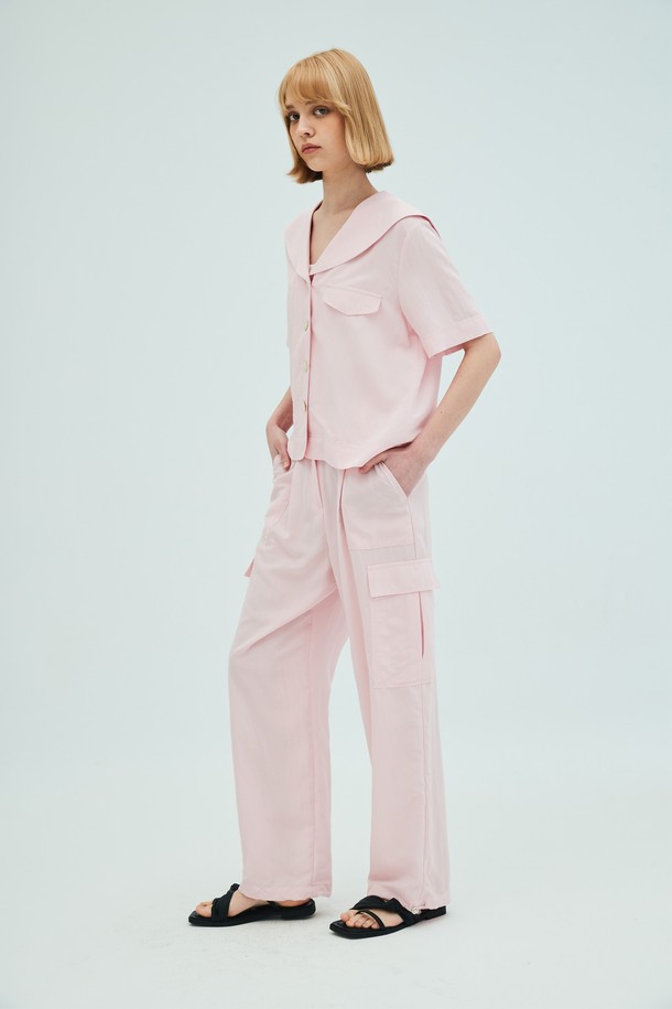 OPENING SUNSHINE - 롱/미디팬츠 - Wide Leg Stitch Cargo Pants_Pink