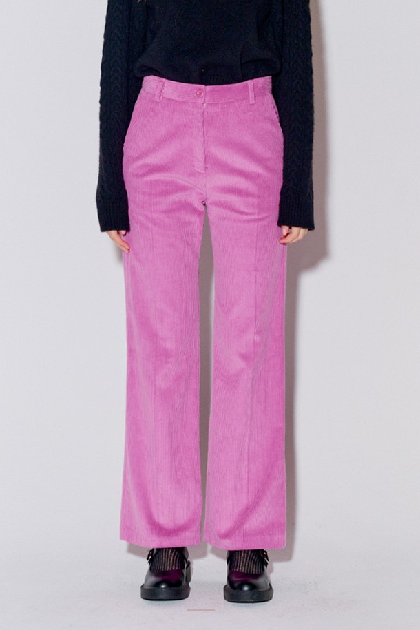 OPENING SUNSHINE - 롱/미디팬츠 - Coturoy Long Bootcut Pants Pink