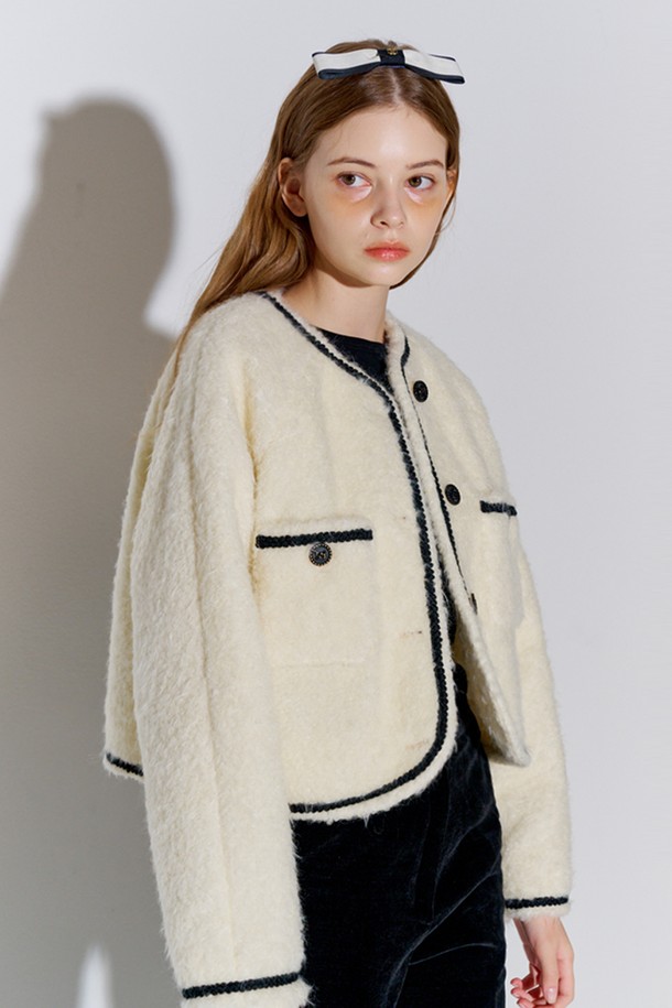 OPENING SUNSHINE - 자켓 - [리퍼브]Fluffy Tweed Fur Jacket Ivory