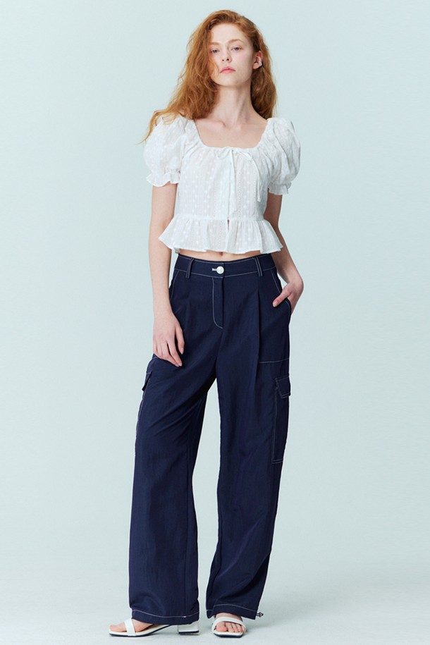 OPENING SUNSHINE - 롱/미디팬츠 - Wide Leg Stitch Cargo Pants_Navy