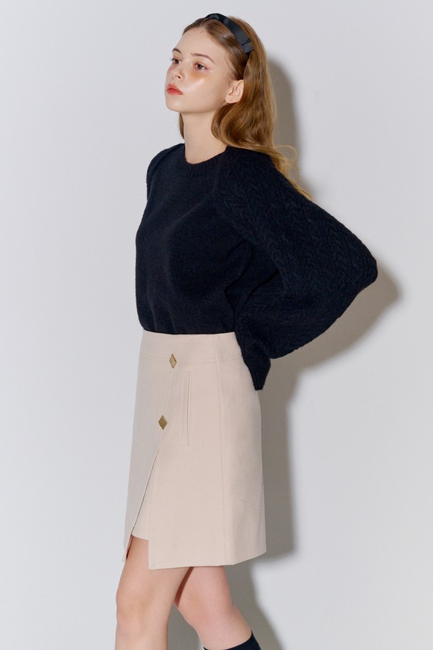 OPENING SUNSHINE - 미니스커트 - Brushed Slit Mini Skirt L.Beige