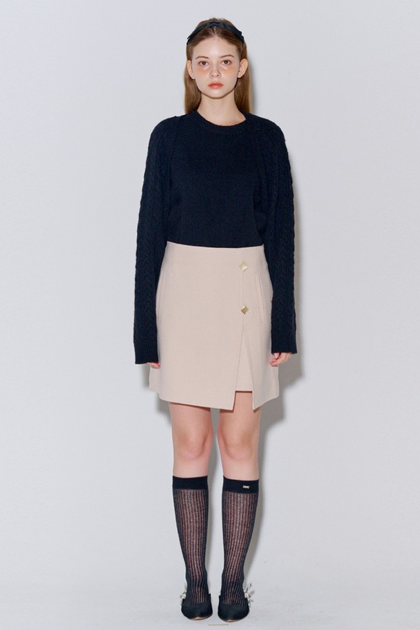 OPENING SUNSHINE - 미니스커트 - Brushed Slit Mini Skirt L.Beige