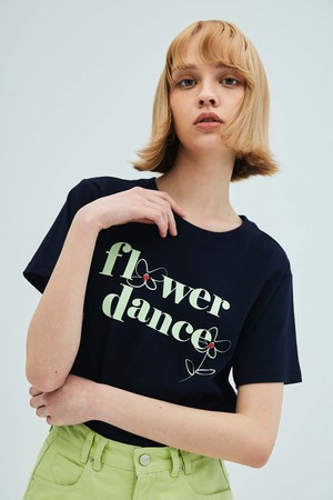 Flower dance short-sleeved T-shirt_Navy