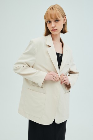 Oversized Cotton Blazer_Cream