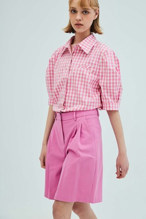 Pintuck Bermuda Cotton Pants_ Pink