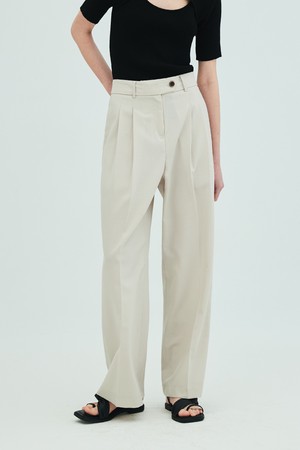 Summer two-tuck wide pants_Beige