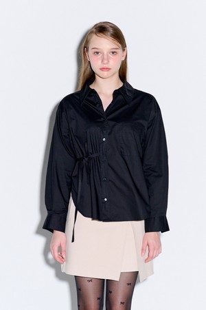 Loose fit strap detail shirt_Black