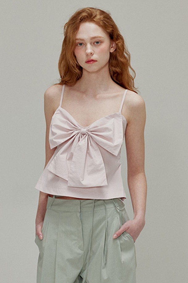 OPENING SUNSHINE - 블라우스 - Big Ribbon Peplum Bustier_Light Pink