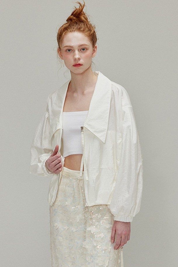 OPENING SUNSHINE - 바람막이/아노락 - Shining collar nylon Jacket_Ivory