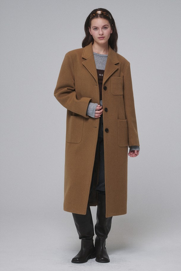 OPENING SUNSHINE - 코트 - Single-breasted Wool long coat_Brown