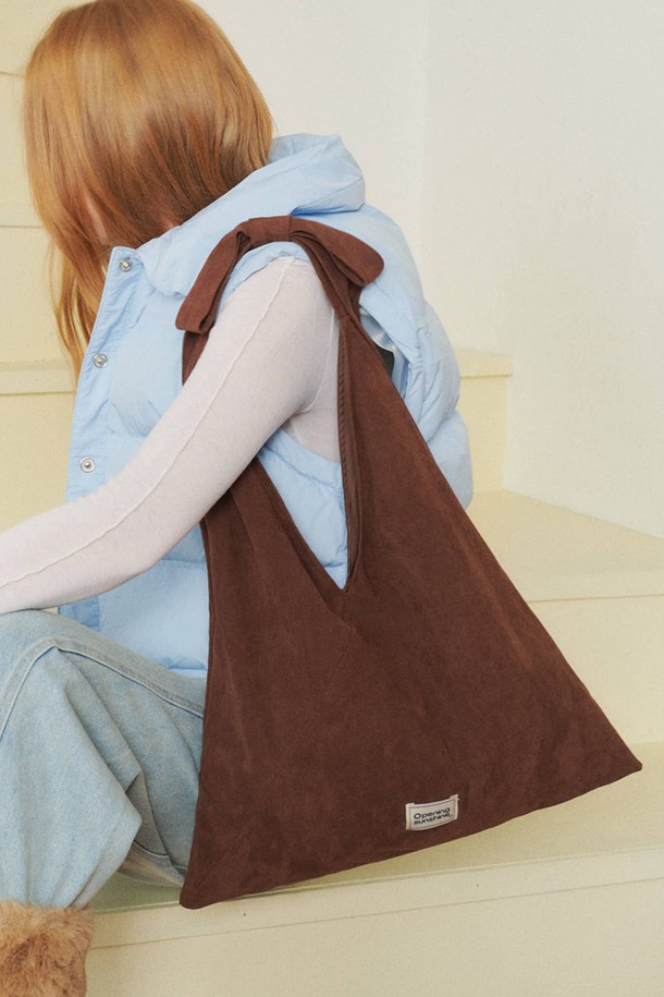 OPENING SUNSHINE - 숄더백 - Ribbon-detailed Swade shoulder bag_Chocolate Brown