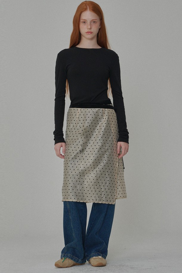 OPENING SUNSHINE - 미디스커트 - [리퍼브]Heart-patterned Layered Wrap Skirt_Beige