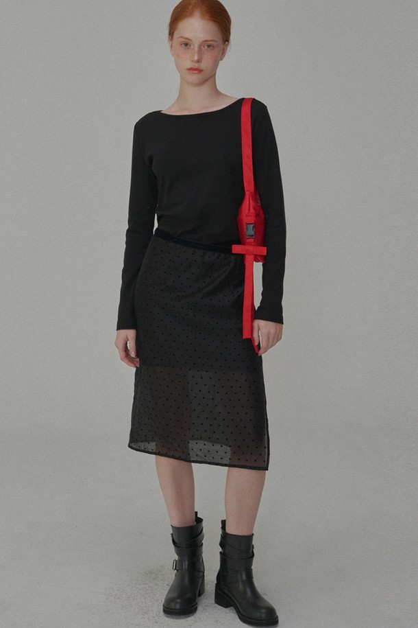 OPENING SUNSHINE - 미디스커트 - [리퍼브]Heart-patterned Layered Wrap Skirt_Black