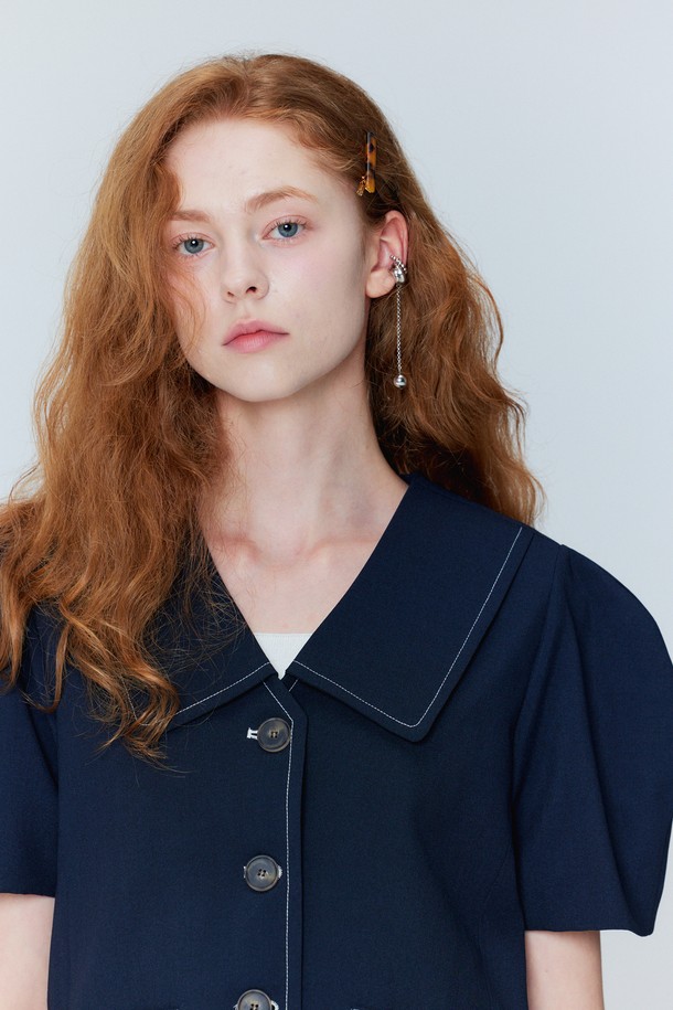 OPENING SUNSHINE - 자켓 - Puff Sleeve Cropped Jacket_Navy