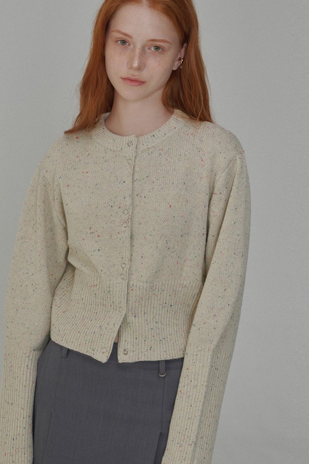 OPENING SUNSHINE - 가디건 - Round neck wool crop knit cardigan_Cream