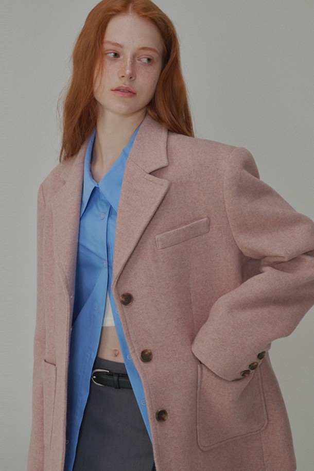 OPENING SUNSHINE - 자켓 - [10/21 순차배송]Over-fit Wool Twill jacket_Pink