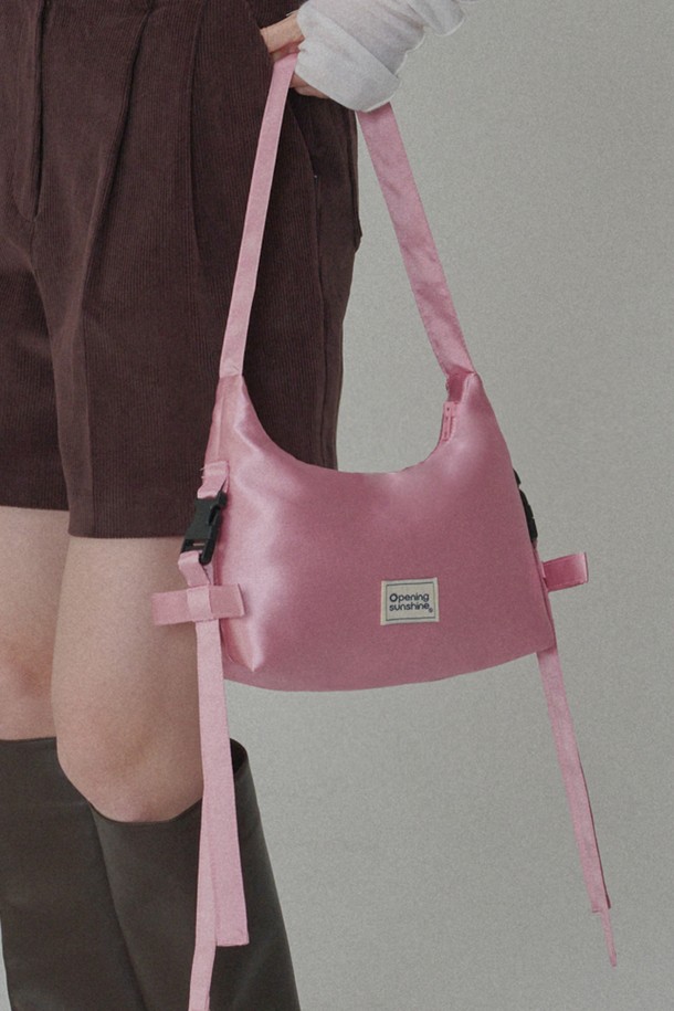 OPENING SUNSHINE - 숄더백 - Side Detailed Ribbon Hobo Bag_Pink