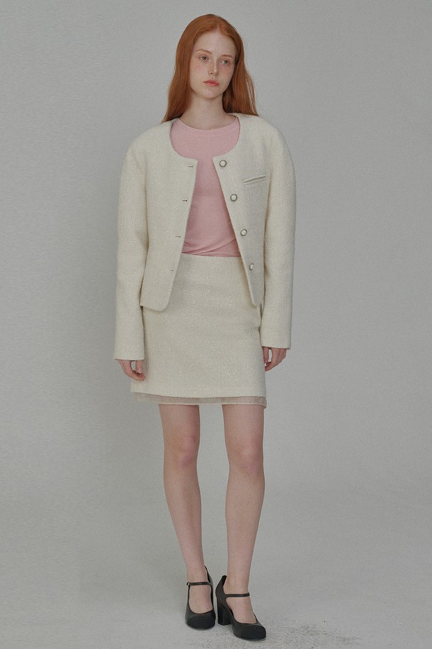 OPENING SUNSHINE - 미니스커트 - Set_Twinkle Tweed Jacket+Tweed Mini Skirt_Cream