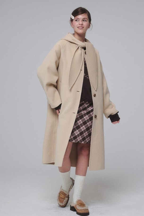 OPENING SUNSHINE - 코트 - Hooded muffler handmade long coat_Butter