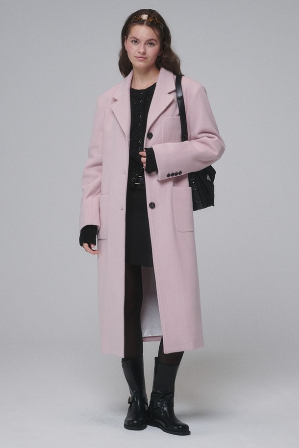 OPENING SUNSHINE - 코트 - Single-breasted Wool long coat_Pink