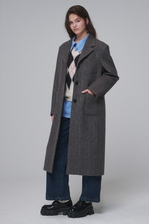 OPENING SUNSHINE - 코트 - Single-breasted Wool long coat_Gray