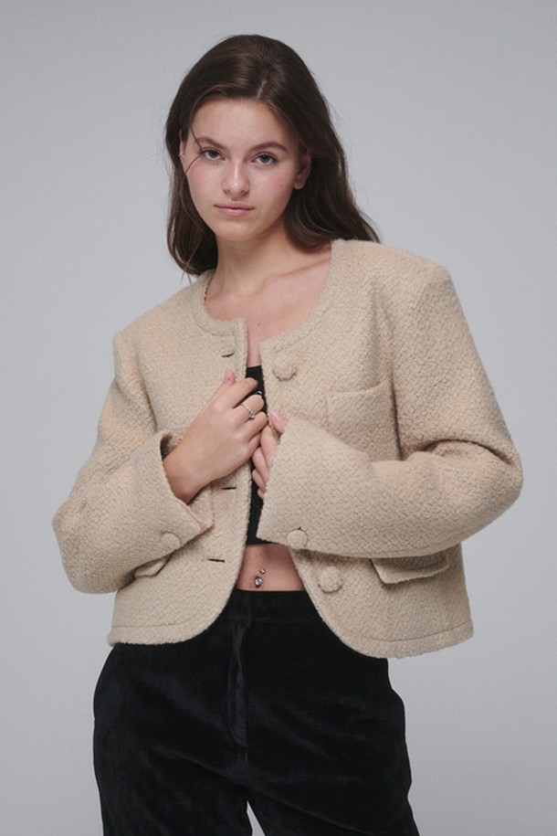 OPENING SUNSHINE - 자켓 - Boucle Wool Cropped Jacket_Beige