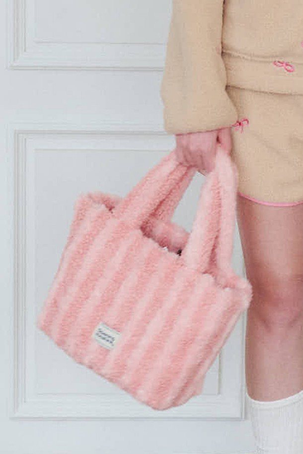 OPENING SUNSHINE - 여성 가방 - Striped shearling tote bag_Pink