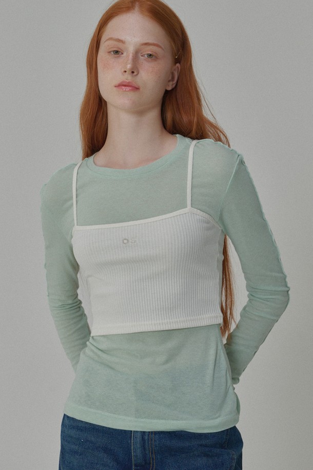 OPENING SUNSHINE - 민소매티셔츠 - Ribbed bustier logo top_Ivory